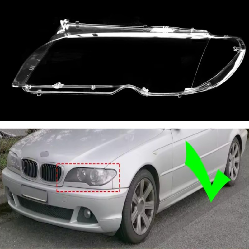 Polycarbonate Left Headlight Glass Lens Cover for BMW 3 Series E46 Plexiglass