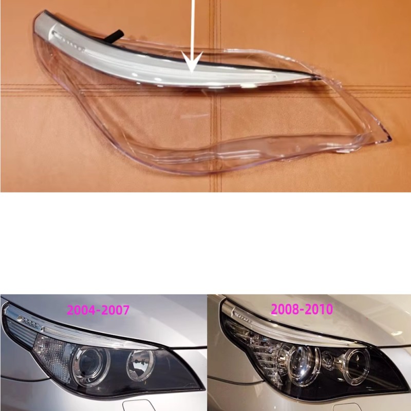 Policarbonato Faro Destro BMW Serie 5 E60 E61 con Sopracciglio Led Vetro Lente Copertura Plexiglass