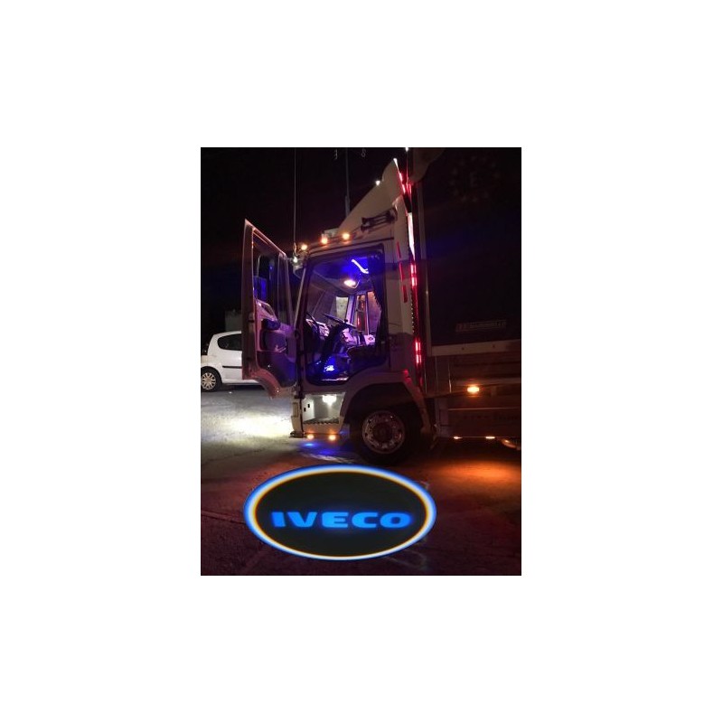 effetto visivo Proiettore Logo LED IVECO Massif per Portiera con Batteria no Fori no Connessioni Plug & Play