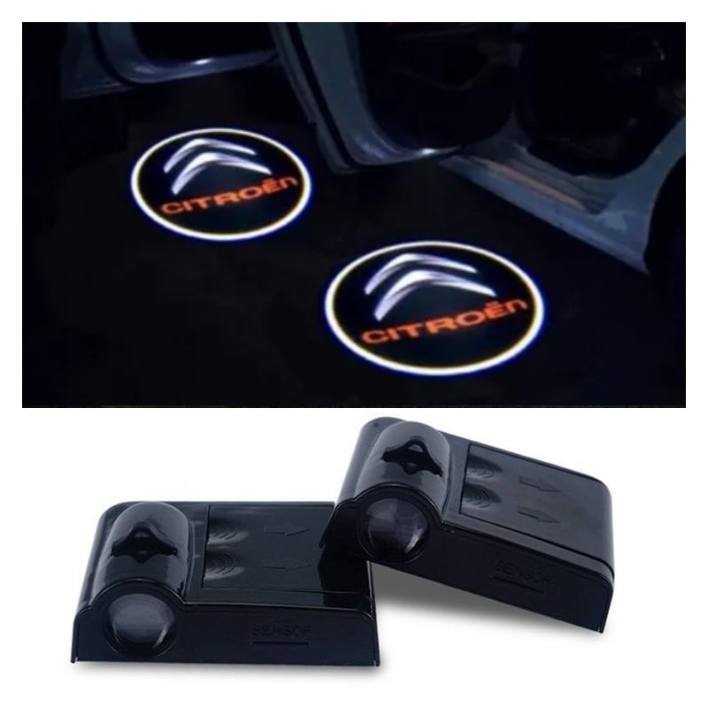 Proiettore Logo LED CITROEN Xantia per Portiera con Batteria no Fori no Connessioni Plug & Play