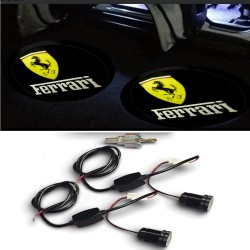 Proiettore Logo LED Ferrari in Vetro per Portiera con Foro Connessioni 12V