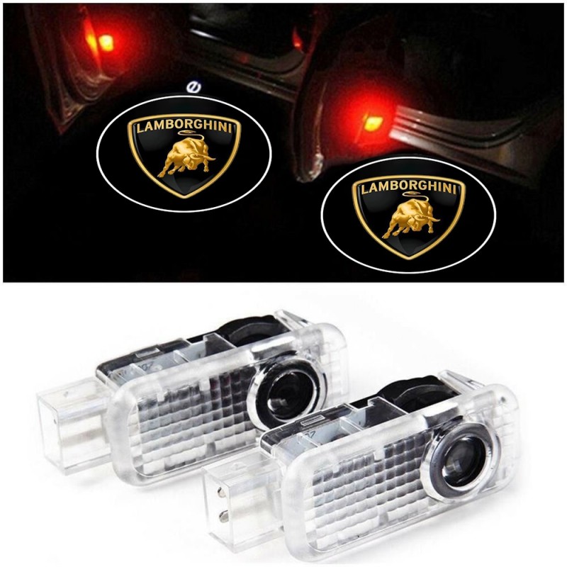 Proyector LED con logotipo de Lamborghini debajo de la puerta, impreso en el cristal, sin decoloración.