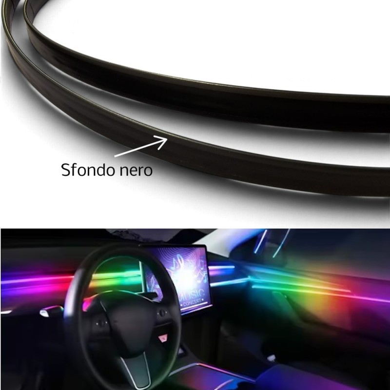 One Piece RGB Acrylic Black Base LED Light 110CM Symphony Car Interior Decorative