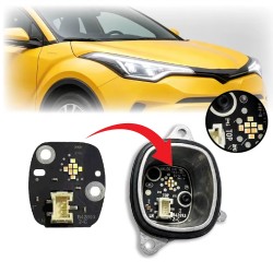 Módulo de faros LED para Toyota C-HR con luz diurna (DRL) e intermitente derecho.