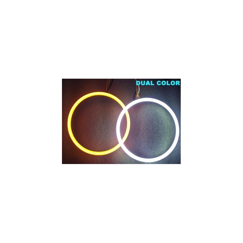 2 Angel Eyes LED COB 8 cm DUAL COLOR BIANCO ARANCIO