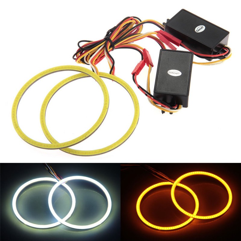 2 Angel Eyes LED COB 8 cm DUAL COLOR BIANCO ARANCIO