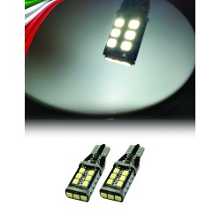 Coppia LED T10 W5W 15 LED 800 Lumens 5W Canbus Plug & Play Posizione Interno Targa