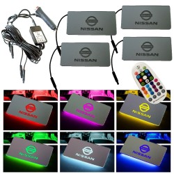 Placas LED RGB con Logo Nissan para Coches y Motos 4 Piezas Impermeables