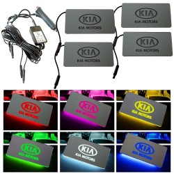 Placas LED RGB con Logo Kia Motors para Coches y Motos 4 Piezas Impermeables