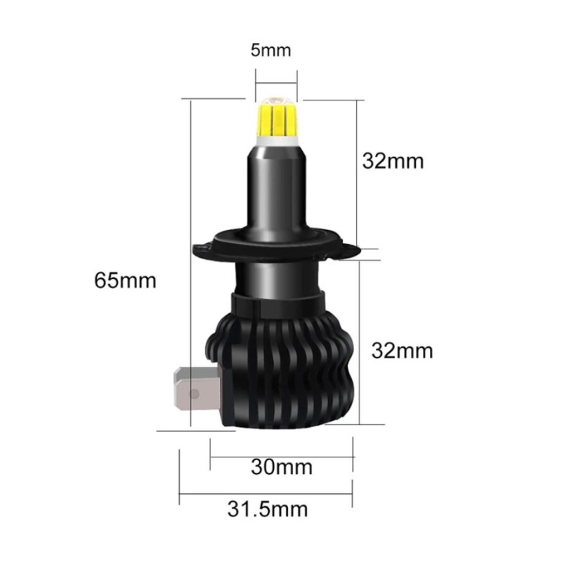 Lámparas LED H7 360 VORTICE con 48 chips 3D. Ultracompactas. Iluminación uniforme y sin sombras.