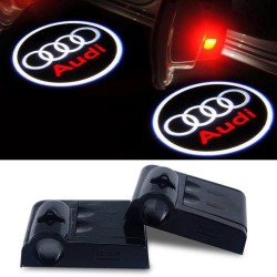 Proiettore Logo LED Audi per portiera Con Batteria no Fori no Connessioni Plug & Play