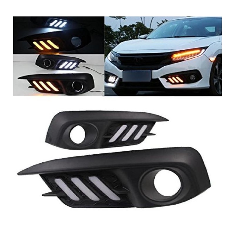 Faros antiniebla DRL e intermitentes LED para Honda Civic X 2016-2020