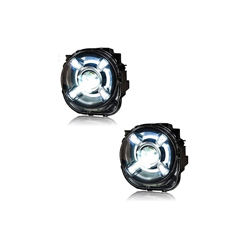 Faros delanteros lenticulares LED completos para Jeep Renegade con luces de posición diurnas (DRL).