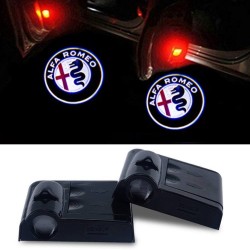 Proiettore Logo LED Alfa Romeo per Portiera con Batteria no Fori no Connessioni Plug & Play