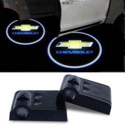 Proiettore Logo LED Chevrolet per Portiera con Batteria no Fori no Connessioni Plug & Play