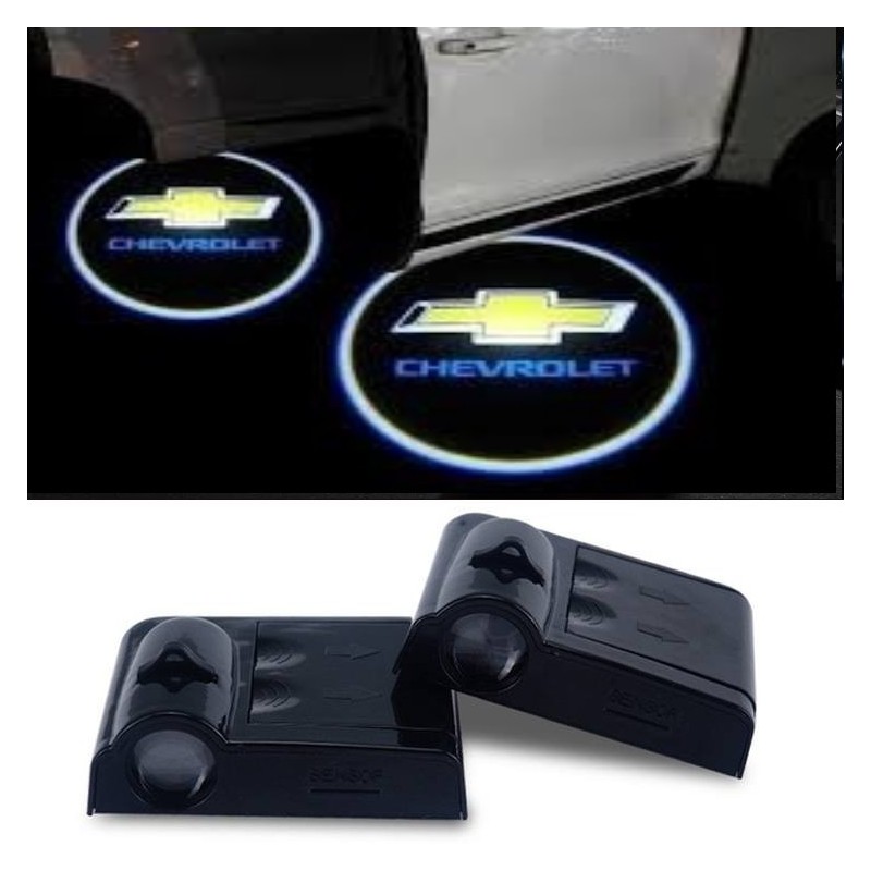 Proyector LED Logo Chevrolet para Puertas con Batería, sin Orificios, sin Conexiones Plug & Play