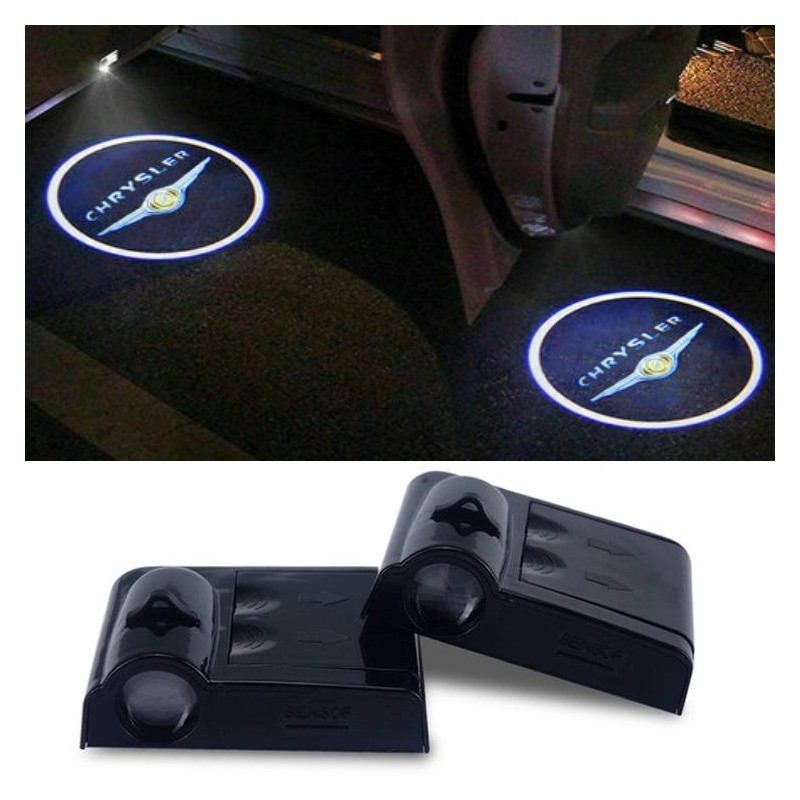Proiettore Logo LED Chrysler per Portiera con Batteria no Fori no Connessioni Plug & Play