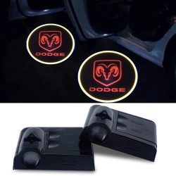 Proyector de logo LED Dodge para puertas con batería, sin orificios, sin conexiones Plug & Play