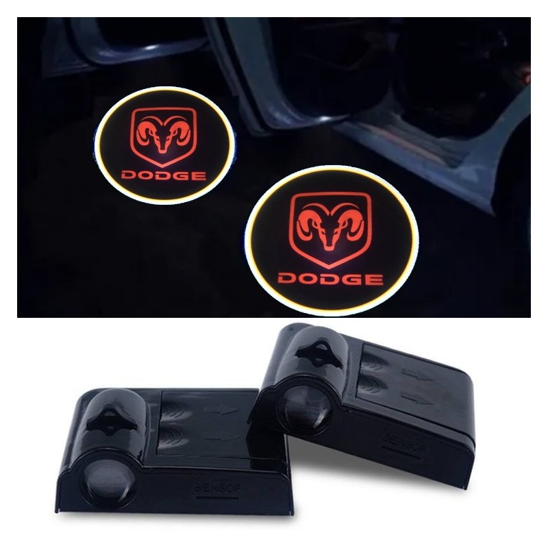 Proiettore Logo LED Dodge per Portiera con Batteria no Fori no Connessioni Plug & Play