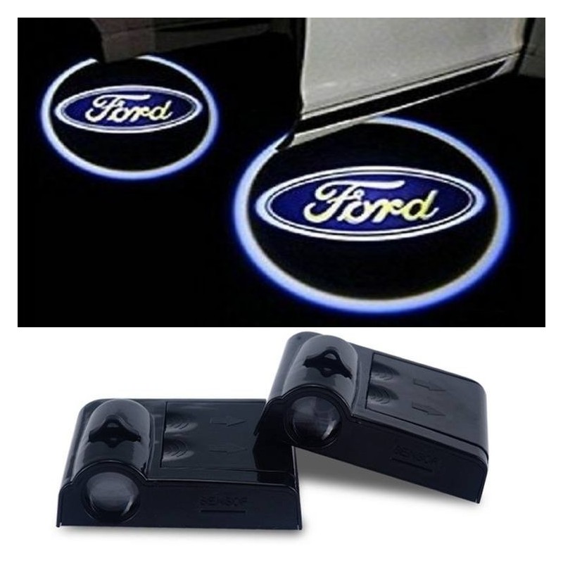 Proiettore Logo LED Ford per Portiera con Batteria no Fori no Connessioni Plug & Play