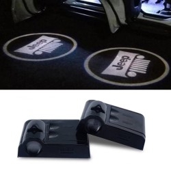 Proiettore Logo LED Jeep per Portiera con Batteria no Fori no Connessioni Plug & Play