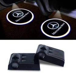 Proiettore Logo LED Mercedes Benz per Portiera con Batteria no Fori no Connessioni Plug & Play