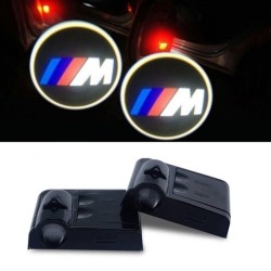 Proyector de logotipo LED para puertas BMW Serie M con batería, sin orificios, sin conexiones Plug & Play
