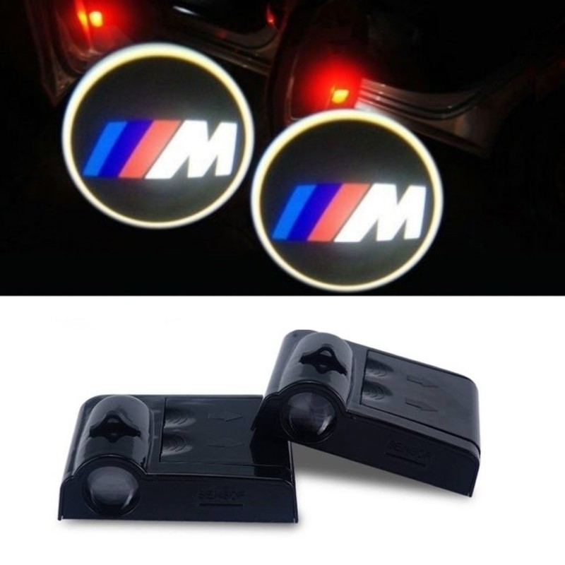 Proiettore Logo LED BMW Serie M per Portiera con Batteria no Fori no Connessioni Plug & Play