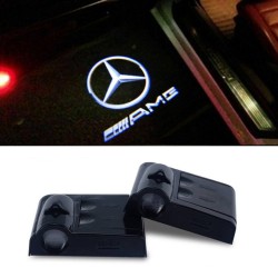 Proyector LED Logo Mercedes Benz AMG para Puertas con Batería, Sin Agujeros, Sin Conexiones Plug & Play