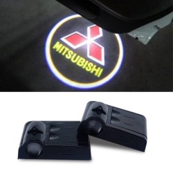 Proiettore Logo LED Mitsubishi per Portiera con Batteria no Fori no Connessioni Plug & Play