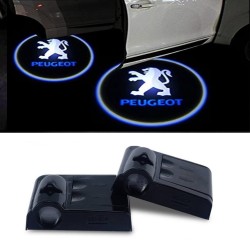 Proiettore Logo LED Peugeot per Portiera con Batteria no Fori no Connessioni Plug & Play