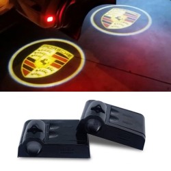 Proiettore Logo LED Porsche per Portiera con Batteria no Fori no Connessioni Plug & Play