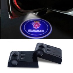 Proiettore Logo LED Saab per Portiera con Batteria no Fori no Connessioni Plug & Play