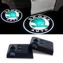 Proiettore Logo LED Skoda per Portiera con Batteria no Fori no Connessioni Plug & Play