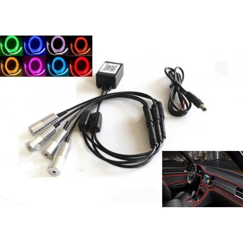 4 pezzi Luce LED per interni auto con telecomando