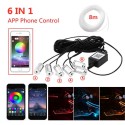 Kit 6 Pezzi RGB 8 Metri Interni Auto Decorativa Fibra Ottica Cruscotto Supporto Punti luci
