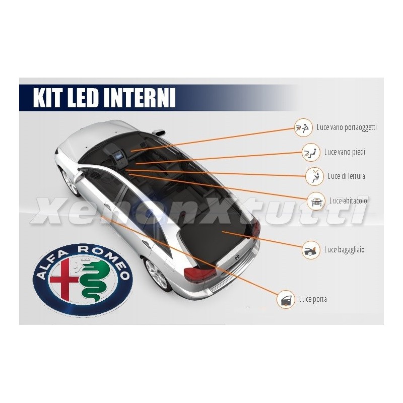 KIT LED INTERIOR COMPLETO ALFA ROMEO 147 RESTYLING GUANTES GUANTES LECTURA PIES INTERIOR PUERTA DE MALETERO