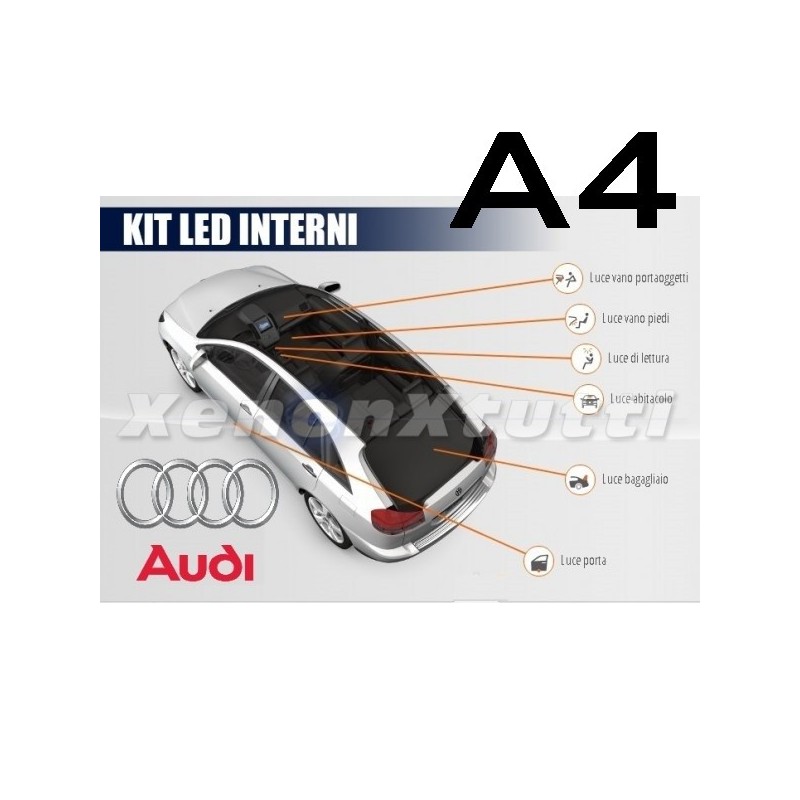 KIT COMPLETO DE LEDS INTERIORES ESPECÍFICO PARA AUDI A4 B6 8E AVANT CON PAQUETE DE LUCES