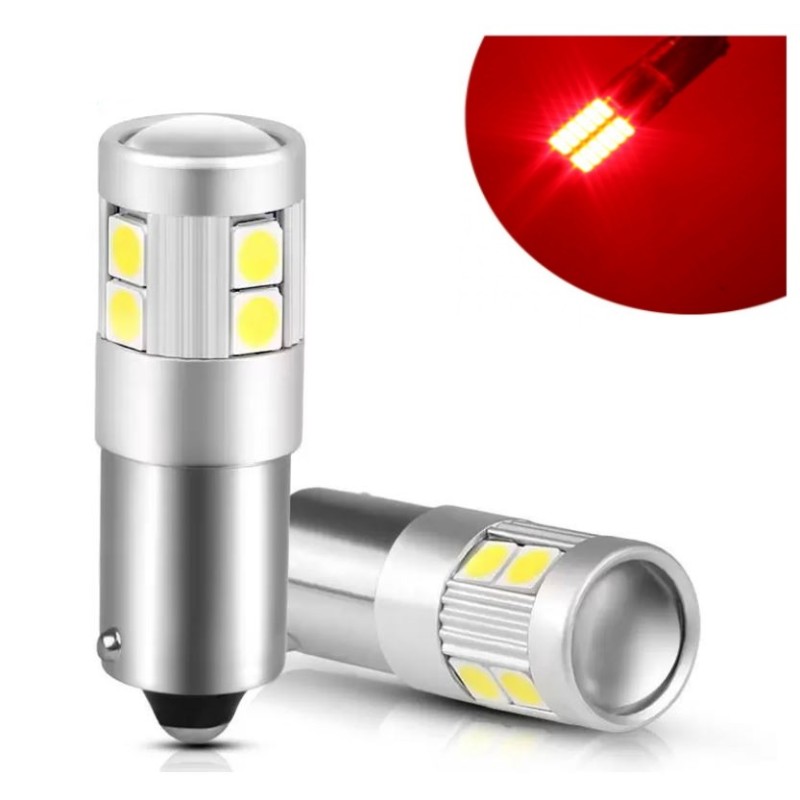 Coppia BA9S BAX9S LED ROSSO 9 SMD 3030 Super CANBUS