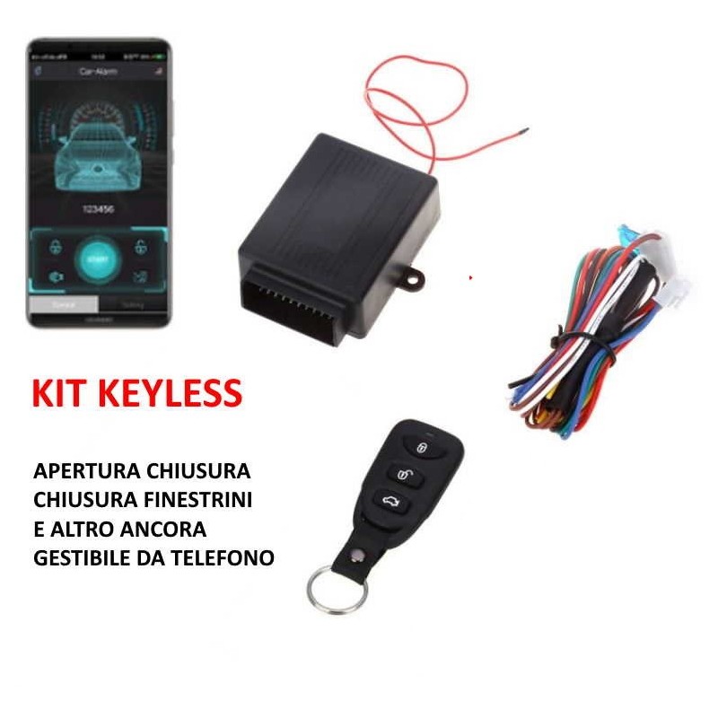 Sistema Keyless Con APP Apertura Chiusura Auto Vetri \n Accensione