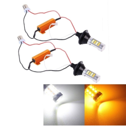 Par de conectores del kit de indicadores Drl, color naranja y blanco, 1156 Ba15s Bau15s
