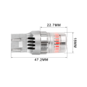 misure size LED 7443 W21/5W red rosse