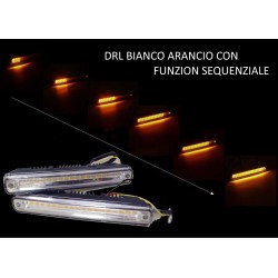 Pair of Universal White Yellow Dynamic Effect LED DRL Strips for Position and Direction Indicator