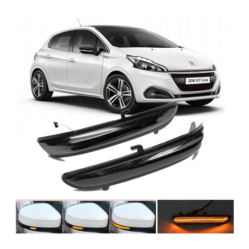 Luz de espejo dinámica con indicador LED secuencial para Peugeot 208