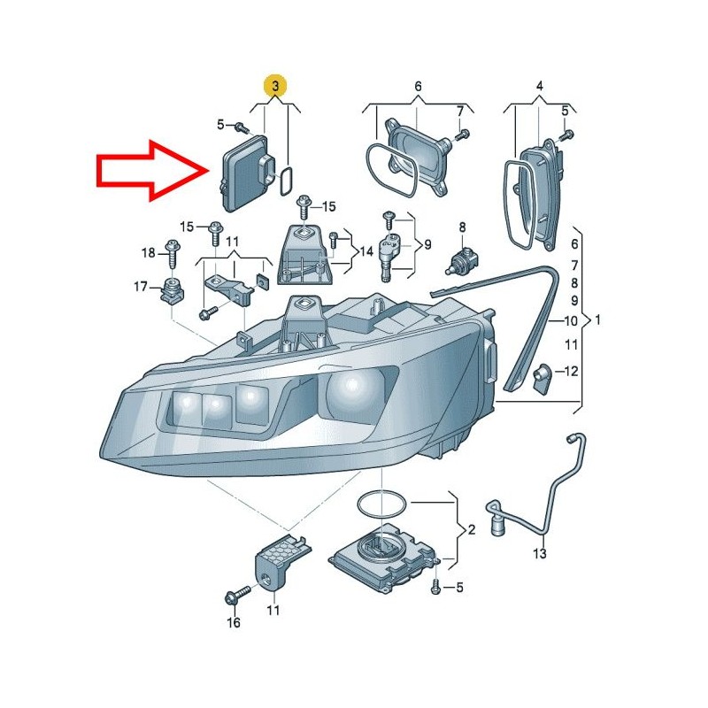 position in the headlight 8S0907397C