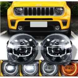 Faros delanteros lenticulares LED completos Jeep Renegade Luces de posición DRL de haz bajo y haz alto