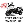 KIT LED YAMAHA T-MAX 500 H7 + H4 Específico TMAX Bianco 6000k