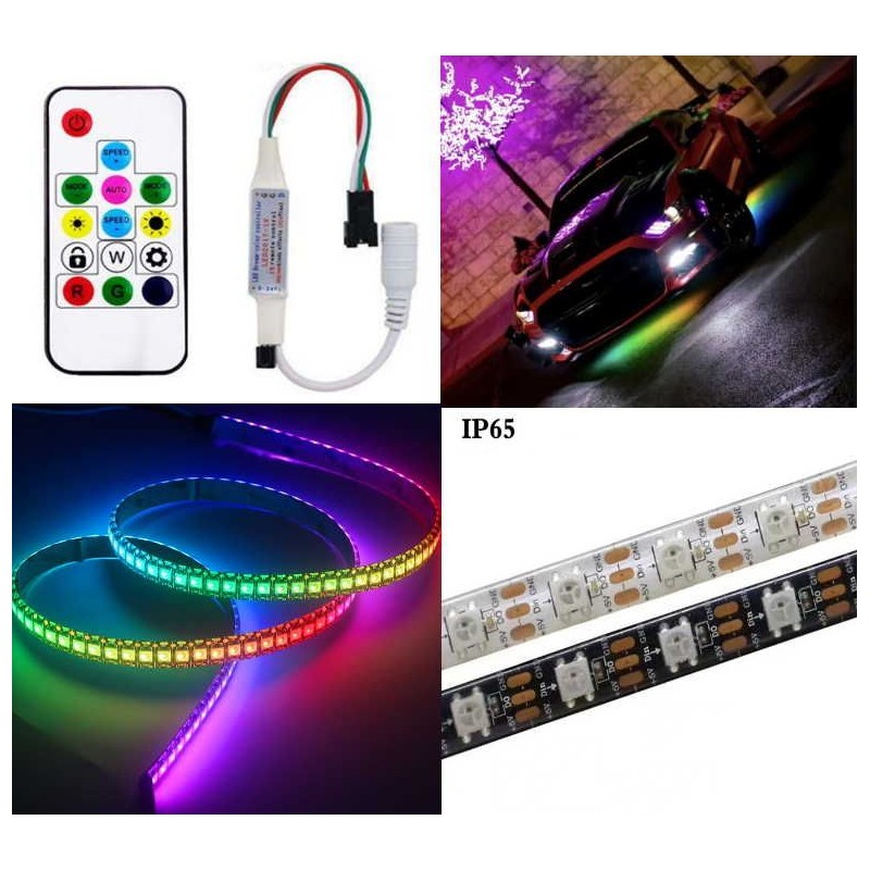 Kit 5 Metri Rgb Sotto Scocca Led con Effetti Ip65 Auto Moto Fuoristrada SOTTOSCOCCA