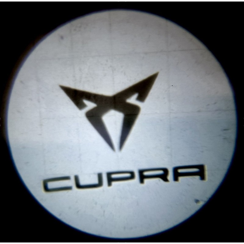 Proiettore Logo LED CUPRA Ateca per Portiera con Batteria no Fori no Connessioni Plug & Play