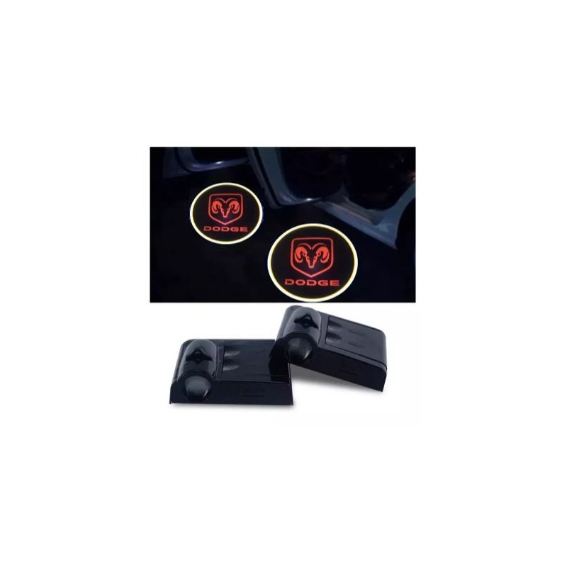 Proiettore Logo LED DODGE Caravan per Portiera con Batteria no Fori no Connessioni Plug & Play